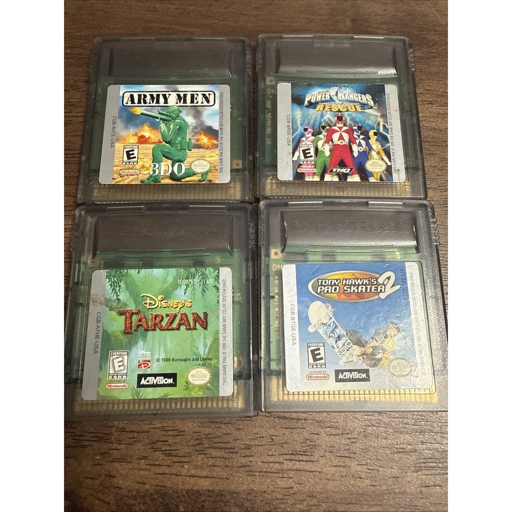 Nintendo Game Boy Color Cartridge Lot Aladdin Tony Hawk Power Rangers Army Men